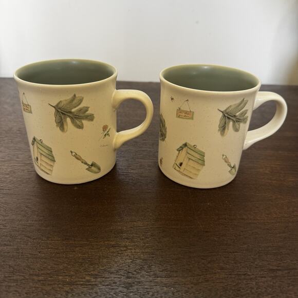 Portfolio by Pfaltzgraff Naturewood Mug 2 Stoneware Mugs 12 oz Garden Cottage - Picture 1 of 13
